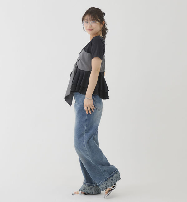 archives「チェックアソートリボンビスチェ&times;ペプラムブラウスＴＥＥ　ＳＥＴ」|カーディガン|