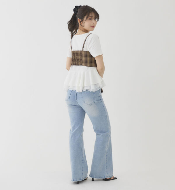 archives「チェックアソートリボンビスチェ&times;ペプラムブラウスＴＥＥ　ＳＥＴ」|カーディガン|
