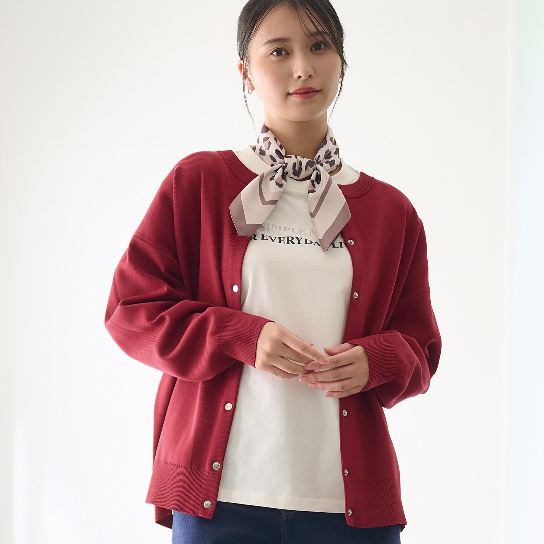 SHOO･LA･RUE「【セットアップ可/洗濯機可】軽やかに羽織れる スポンディッシュ ニットカーディガン」|カーディガン|