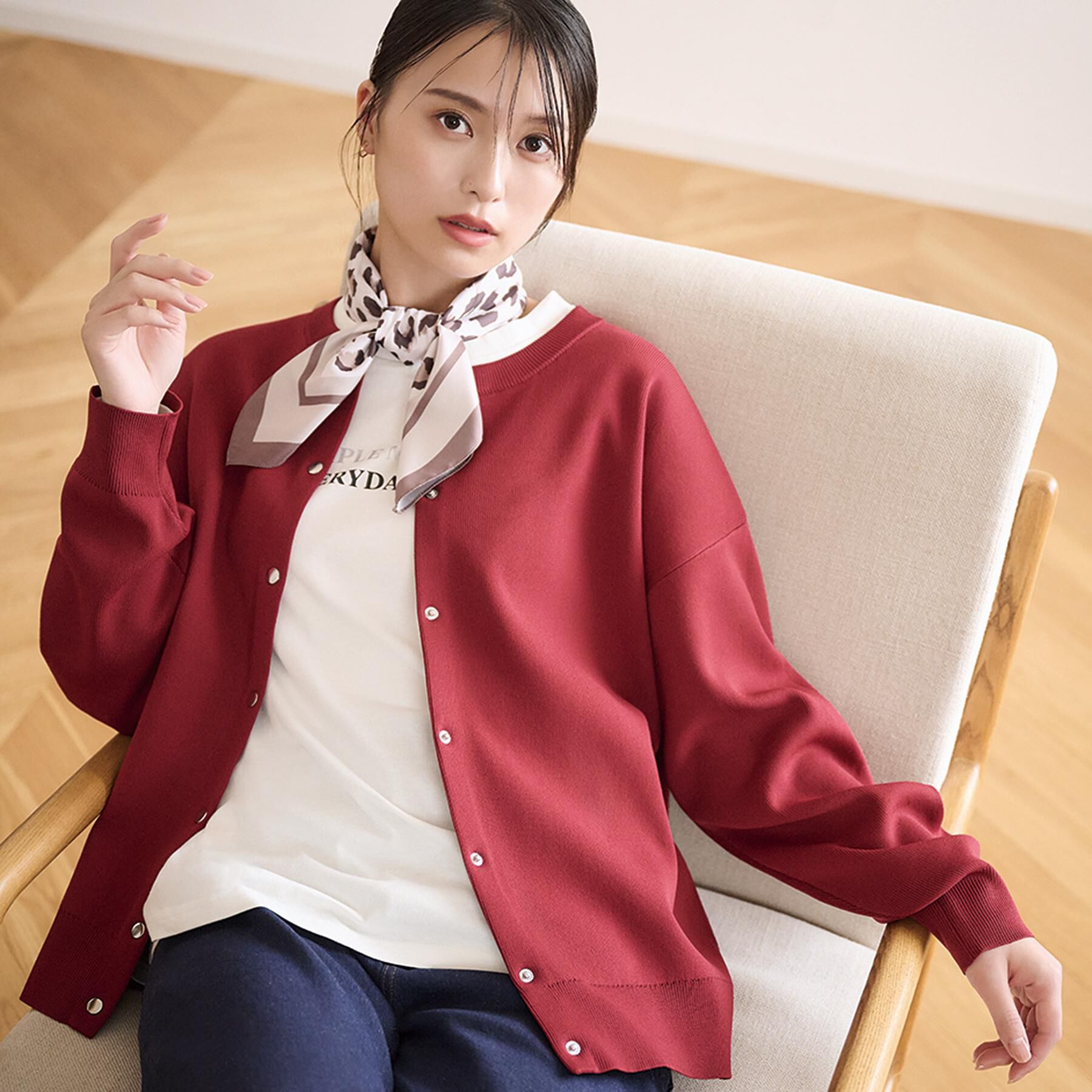 SHOO･LA･RUE「【セットアップ可/洗濯機可】軽やかに羽織れる スポンディッシュ ニットカーディガン」|カーディガン|