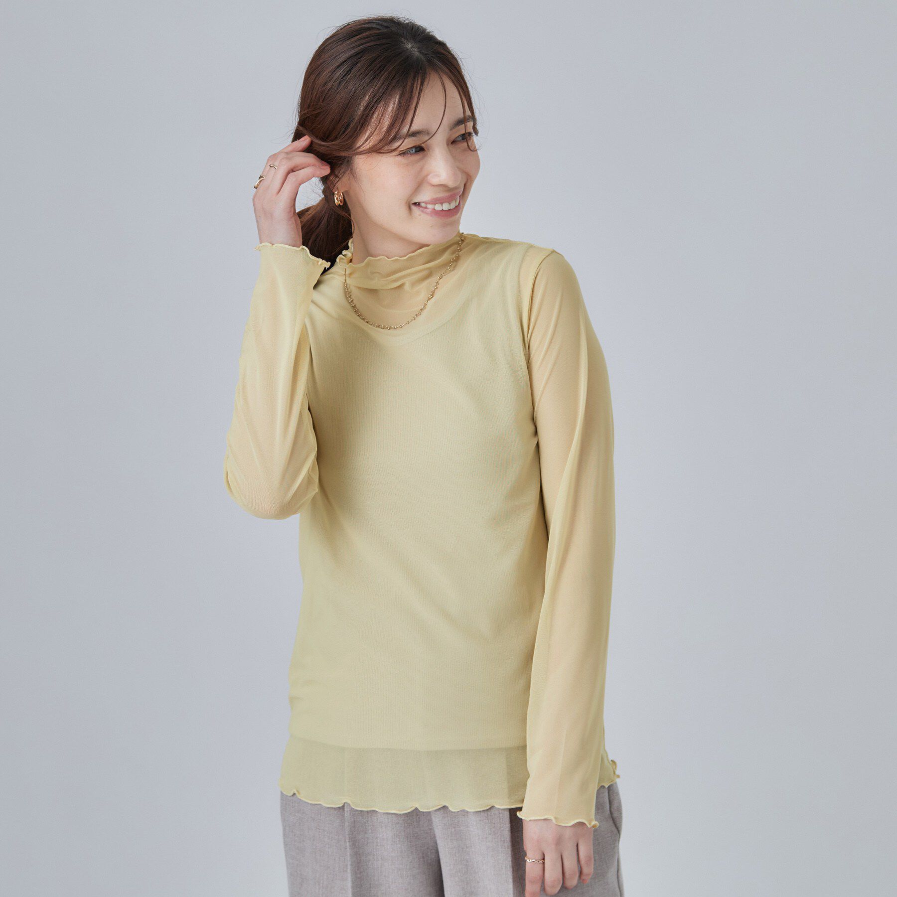 SHOO･LA･RUE「【S-LL/洗濯機可】毎日使いたくなる シアーチュールトップス」|Tシャツ・カットソー|