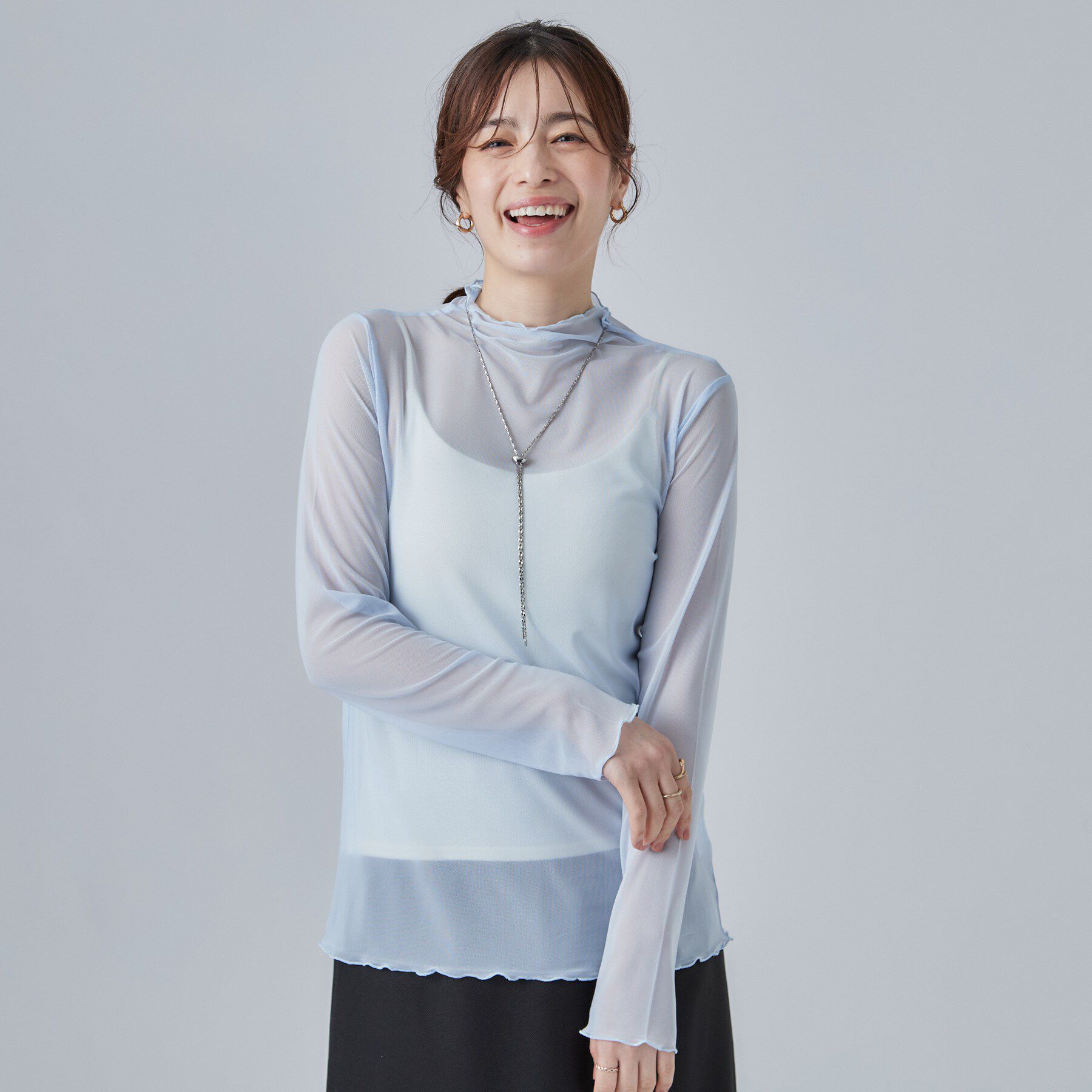 SHOO･LA･RUE「【S-LL/洗濯機可】毎日使いたくなる シアーチュールトップス」|Tシャツ・カットソー|