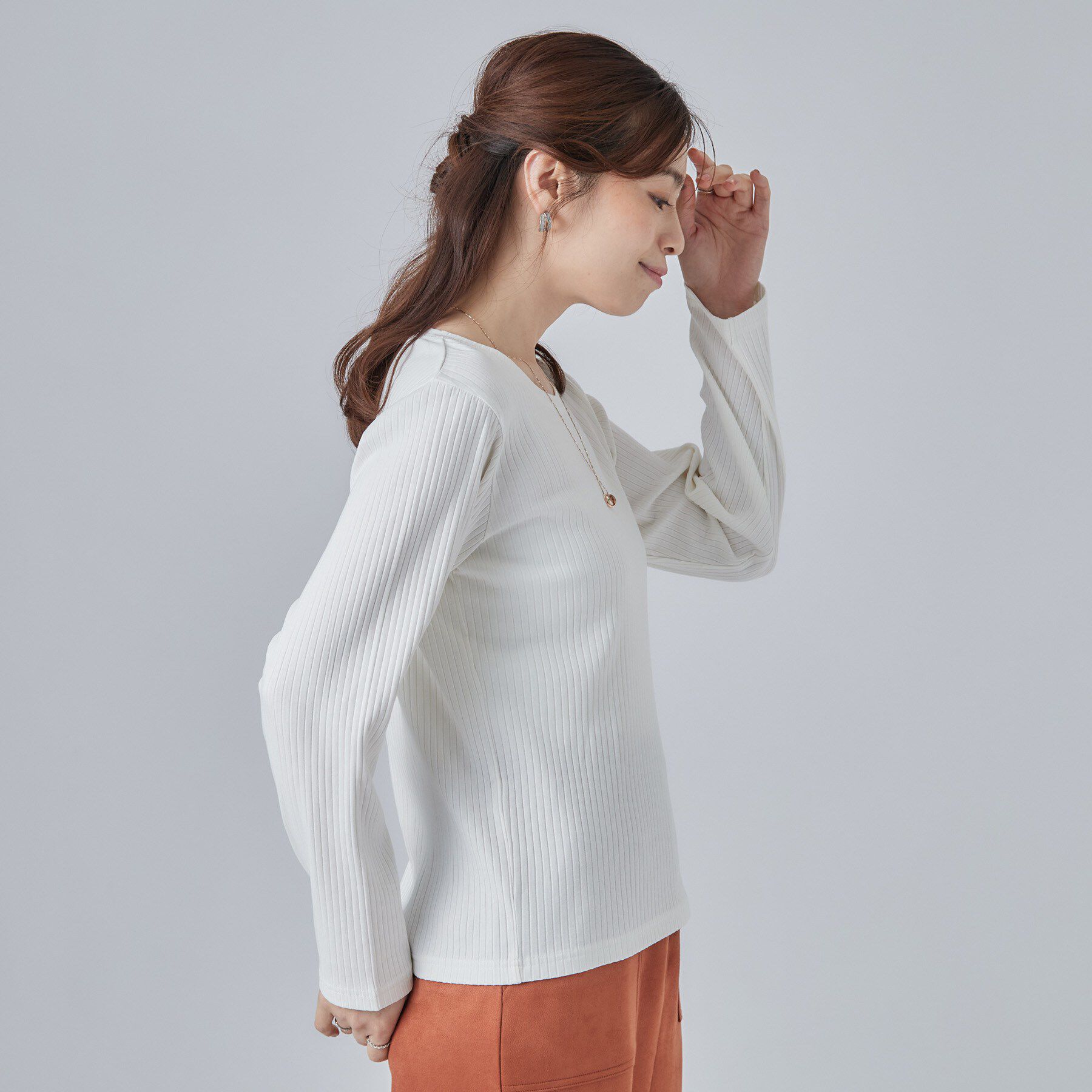 SHOO･LA･RUE「【S-LL】シンプルだから使いやすい すっきり見えの長袖トップス」|Tシャツ・カットソー|