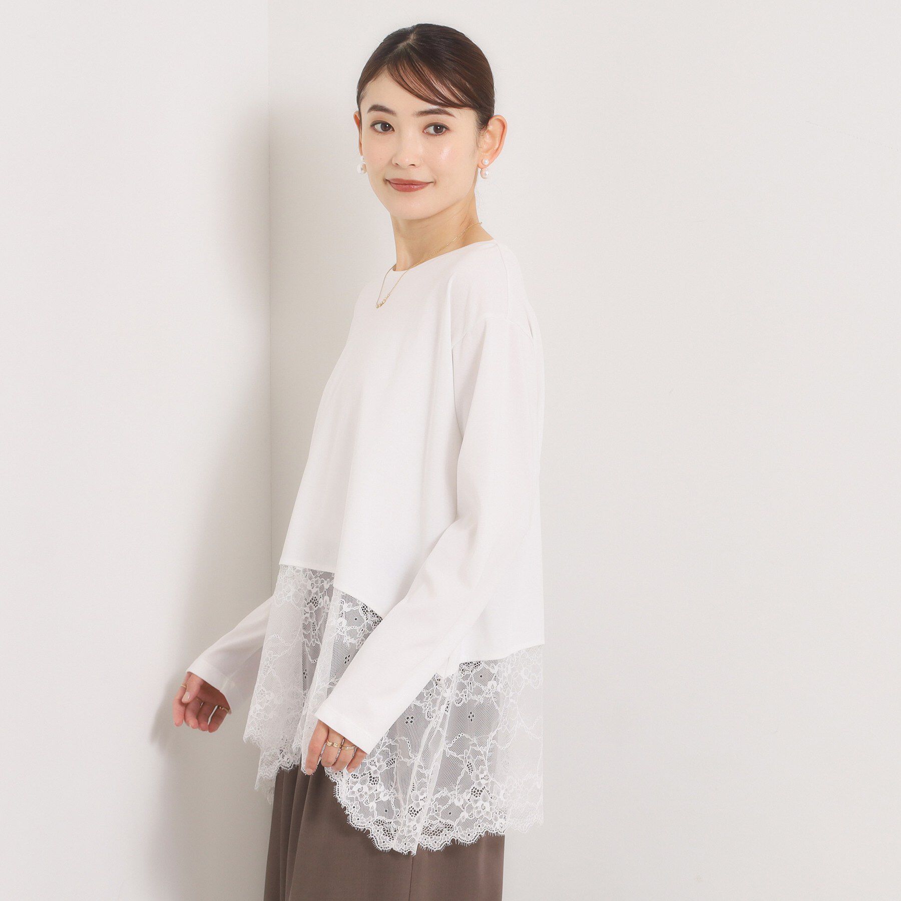 ITS&rsquo;DEMO「ヘムレースロングTシャツ」|Tシャツ・カットソー|