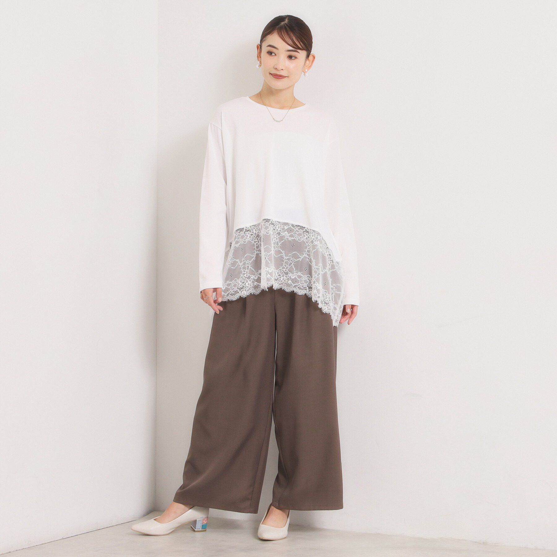 ITS&rsquo;DEMO「ヘムレースロングTシャツ」|Tシャツ・カットソー|