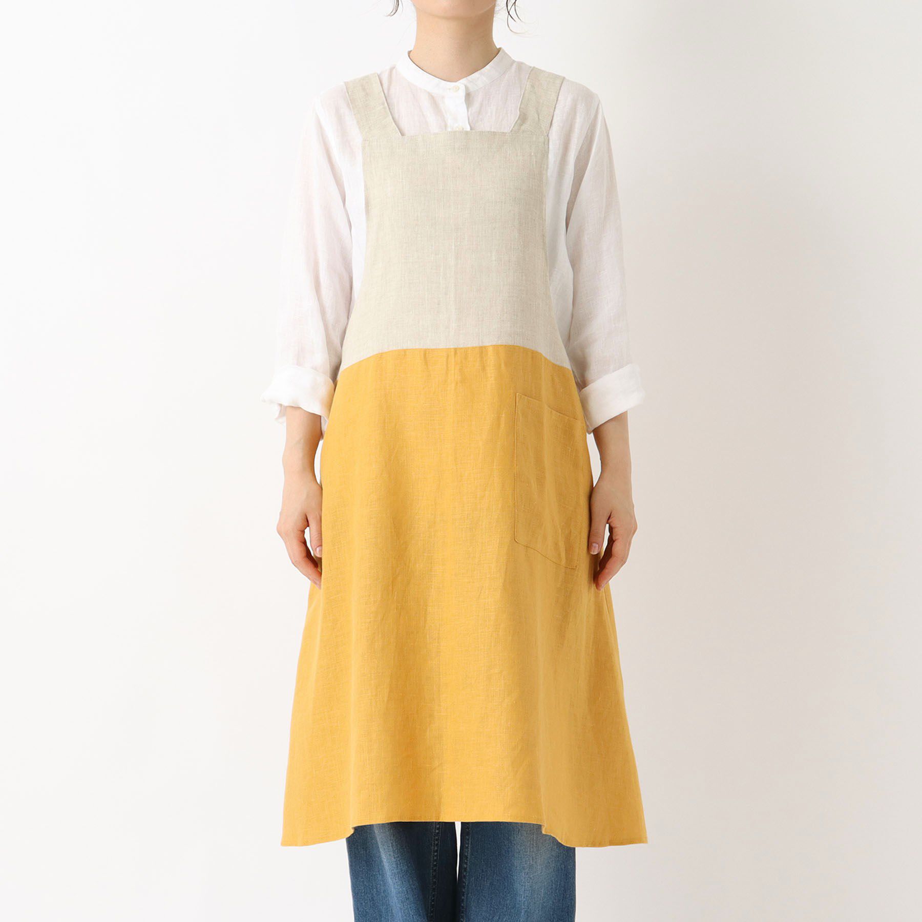 212 KITCHEN STORE「リネンバイカラースルーエプロン ヤマブキ ＜LINEN&BASIC リネンアンドベーシック＞」|食器・キッチングッズ|