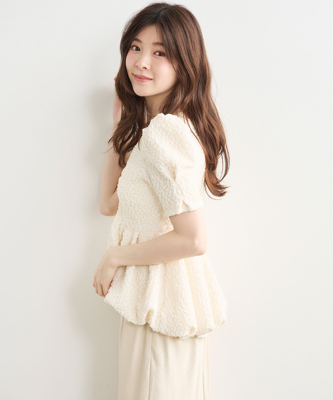 COCO DEAL「ふくれジャカードペプラムトップス」|Tシャツ・カットソー|