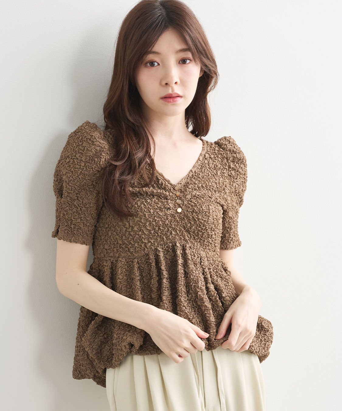 COCO DEAL「ふくれジャカードペプラムトップス」|Tシャツ・カットソー|