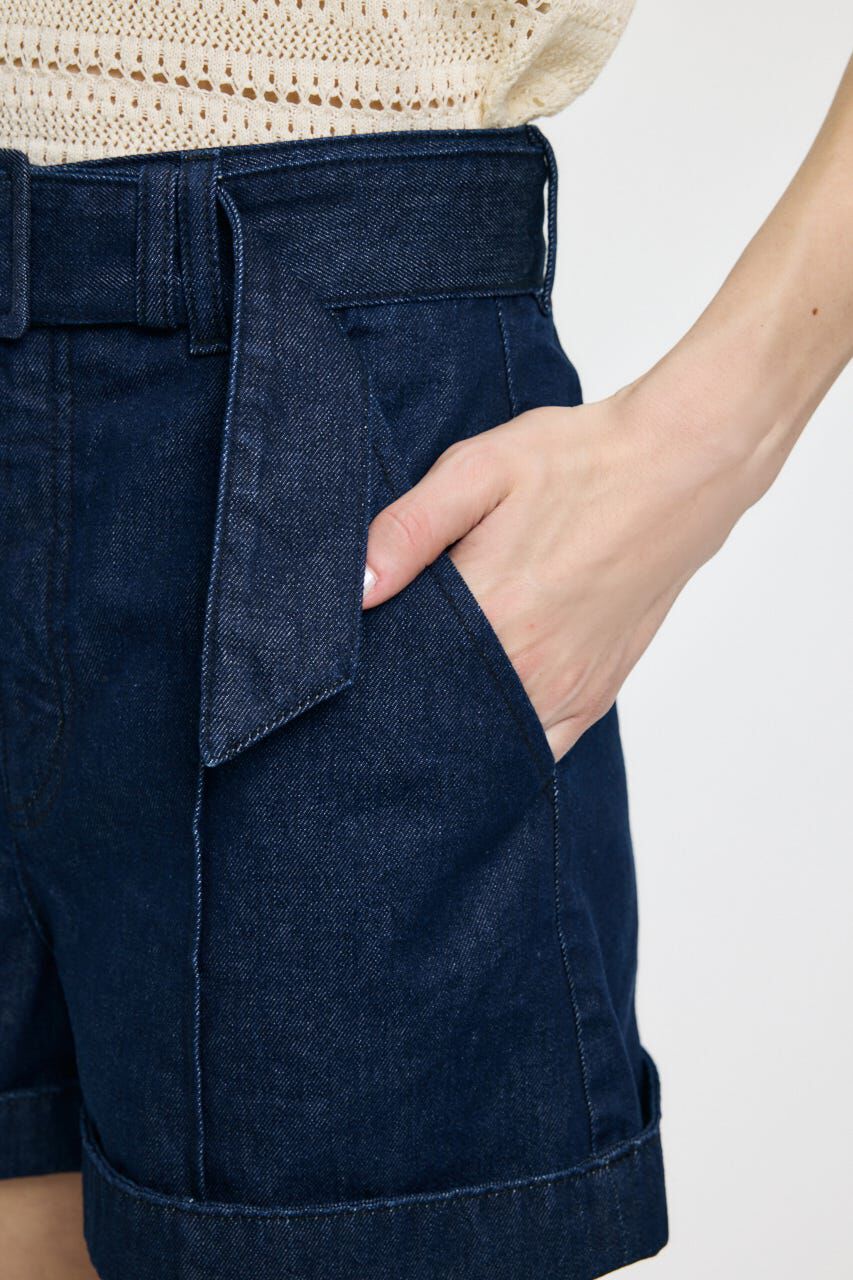 MOUSSY「BELTED DENIM ショーツ」|デニム|