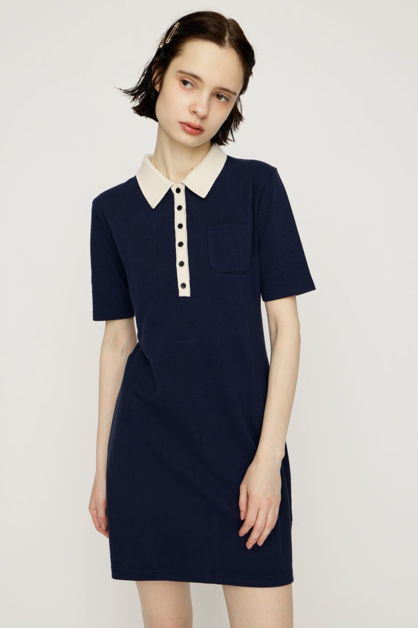 SLY「BI COLOR COLLAR ショートワンピース」|ワンピース|NVY