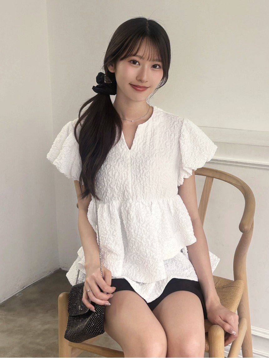 SNIDEL「テクスチャージャガードペプラムカットソー」|Tシャツ・カットソー|