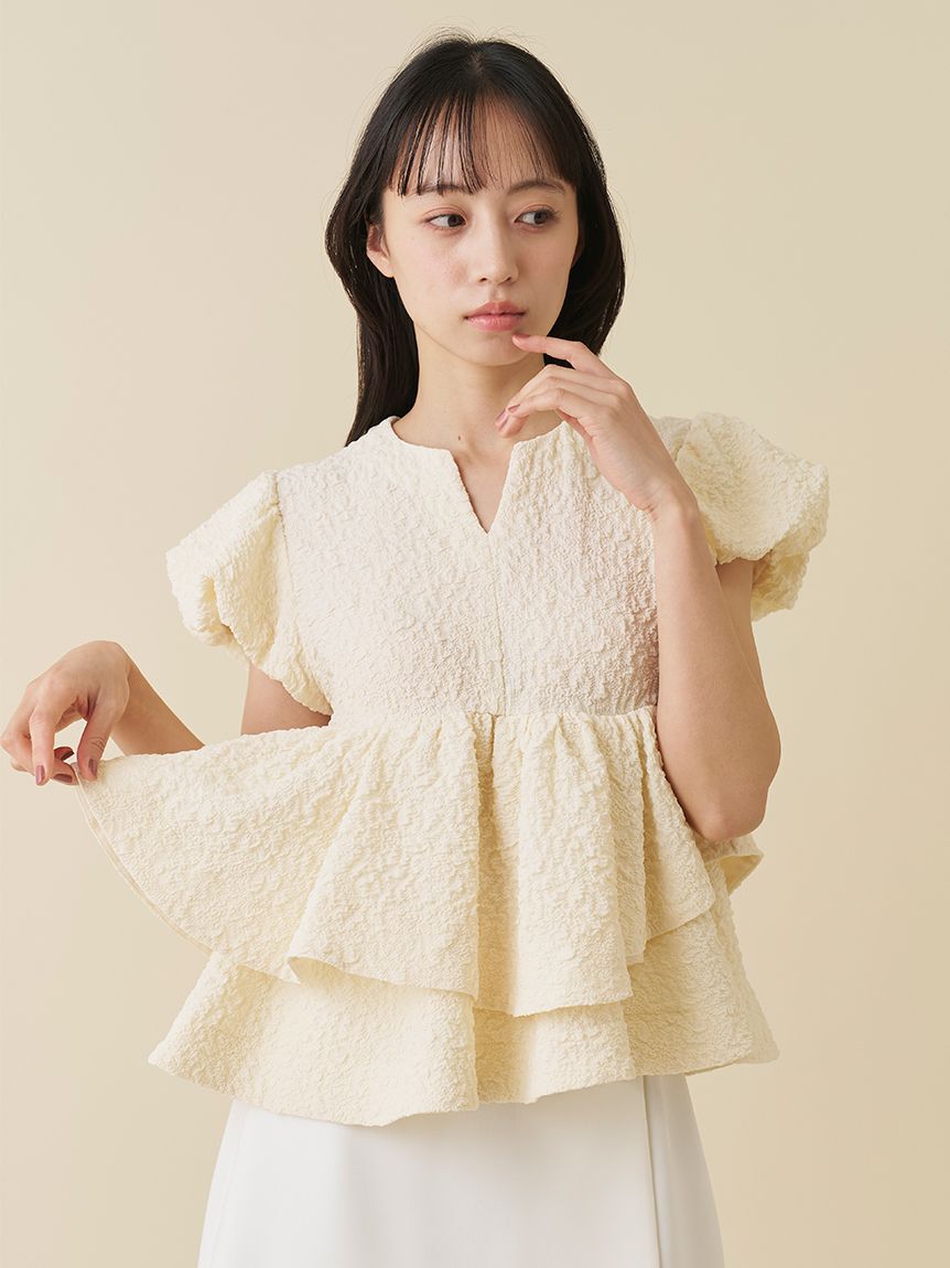 SNIDEL「テクスチャージャガードペプラムカットソー」|Tシャツ・カットソー|