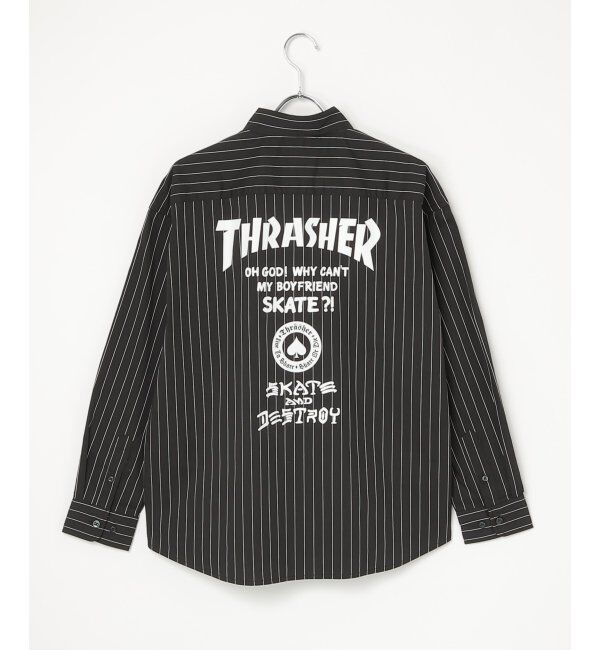 VENCE share style「THRASHER スラッシャー ストライプシャツ」|シャツ・ブラウス|ブラック