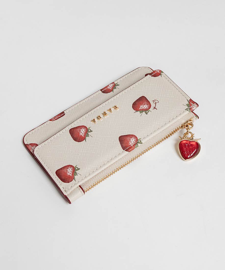  「【Cherry＆Strawberry】チャーム付きフラップフラグメントケース」|名刺入れ・カードケース|