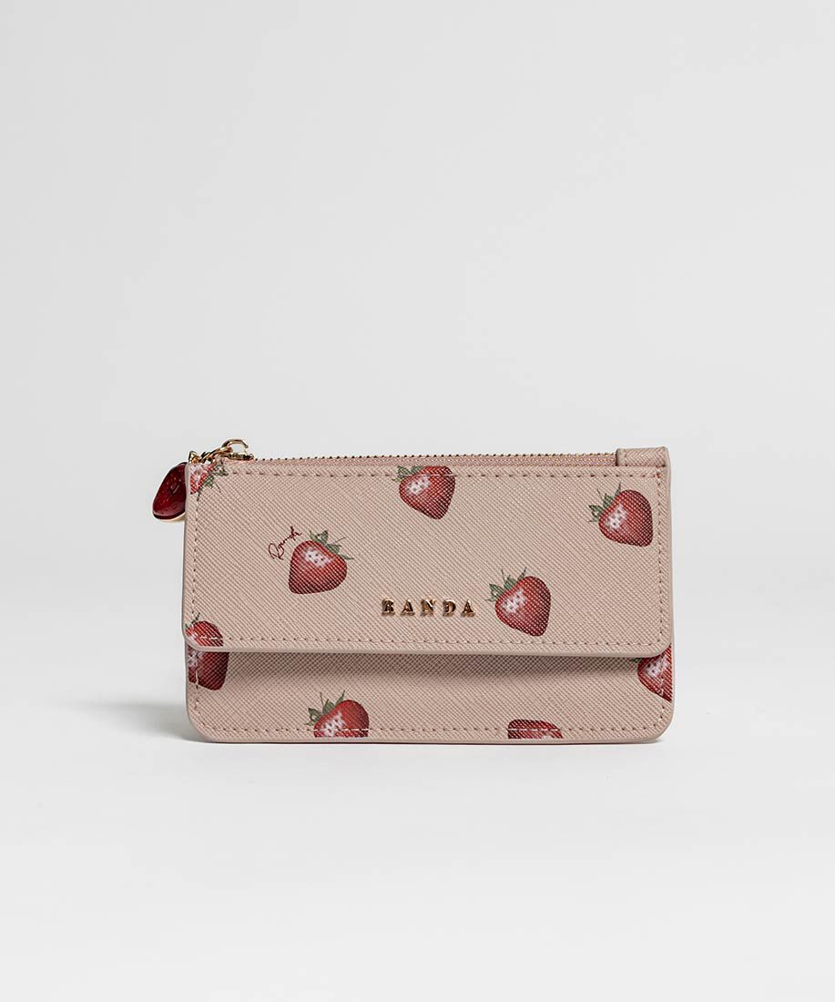 「【Cherry＆Strawberry】チャーム付きフラップフラグメントケース」|名刺入れ・カードケース|