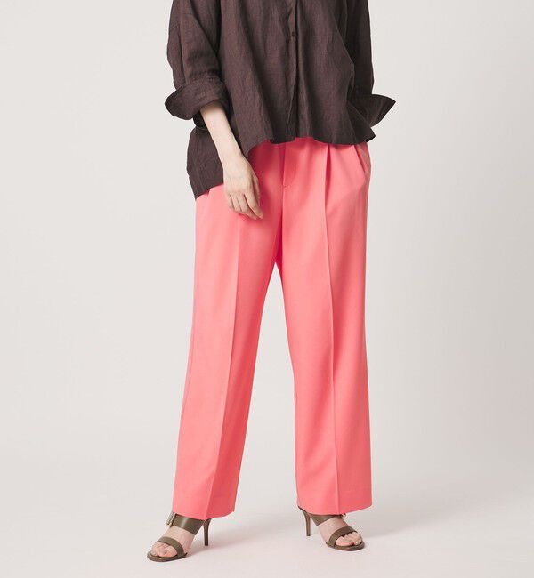 UNITED ARROWS「ツイル イージーパンツ ‐ストレッチ 防シワ 接触冷感‐」|スラックス|PINK