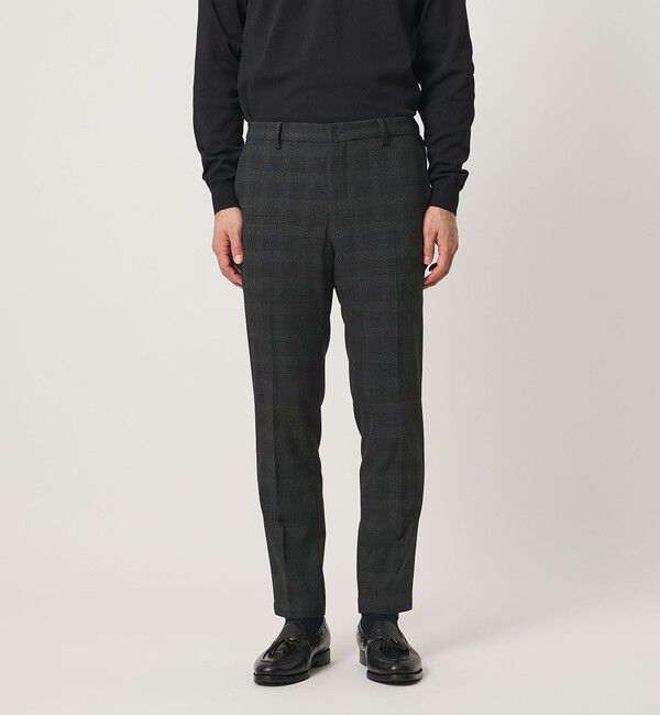 UNITED ARROWS「グレンプレイド ノープリーツ テーパードパンツ UA COZY ウォッシャブル 2WAYストレッチ」|スラックス|