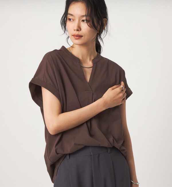UNITED ARROWS green label relaxing「【WEB限定】＜at ease＞スキッパー カットソー 接触冷感 UVカット 遮熱」|Tシャツ・カットソー|
