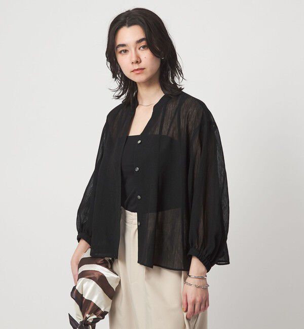 UNITED ARROWS green label relaxing「ラミーライク マチフレア ロングスリーブ ブラウス 通気性」|シャツ・ブラウス|