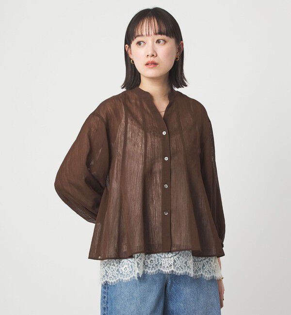 UNITED ARROWS green label relaxing「ラミーライク マチフレア ロングスリーブ ブラウス 通気性」|シャツ・ブラウス|
