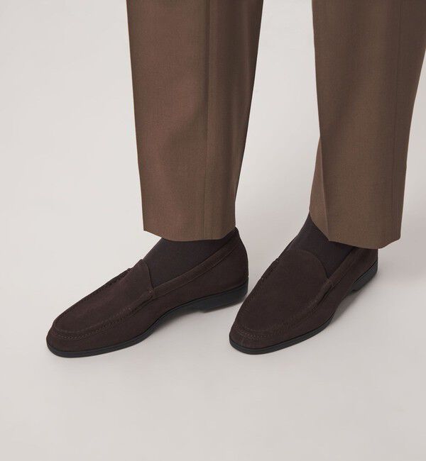 UNITED ARROWS green label relaxing「GLR スエード ヴァンプ モカシン スリッポン」|スリッポン|DK.BROWN