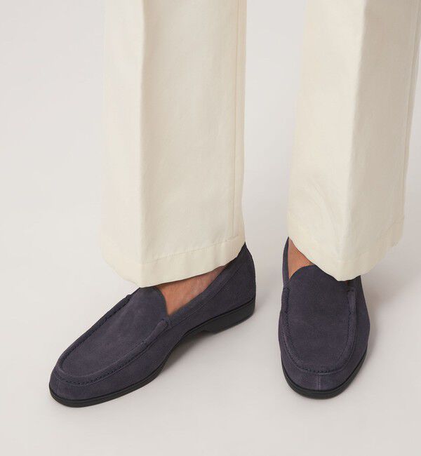 UNITED ARROWS green label relaxing「GLR スエード ヴァンプ モカシン スリッポン」|スリッポン|NAVY