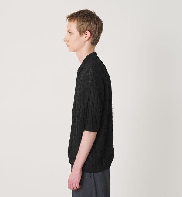 BEAUTY&YOUTH UNITED ARROWS「ジャガード フルジップ ショートスリーブ ポロニット ウォッシャブル」|カーディガン|