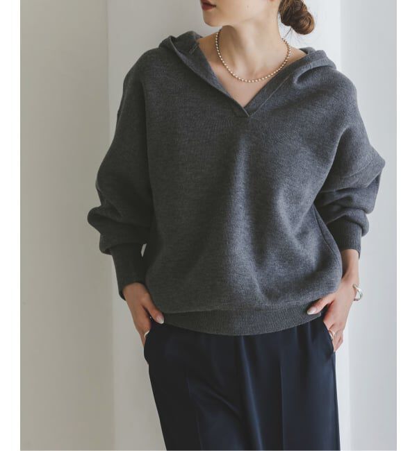 NOBLE「《WEB＆一部店舗限定追加予約》接結タック編みフードプルオーバー」|ニット・セーター|