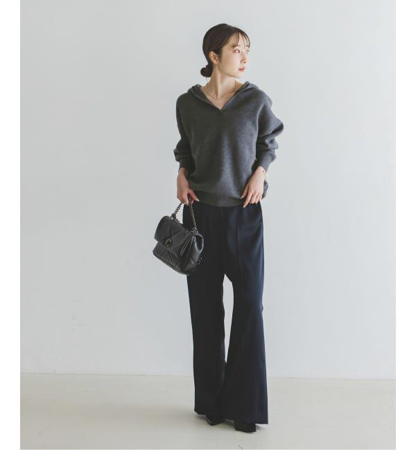 NOBLE「《WEB＆一部店舗限定追加予約》接結タック編みフードプルオーバー」|ニット・セーター|