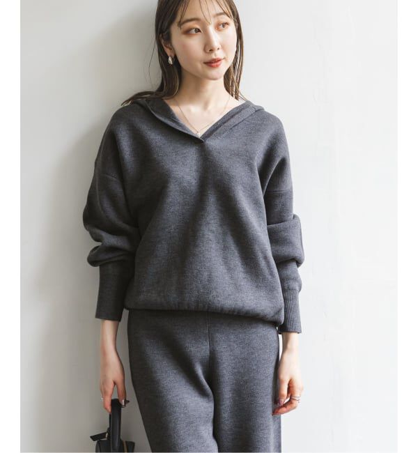 NOBLE「《WEB＆一部店舗限定追加予約》接結タック編みフードプルオーバー」|ニット・セーター|
