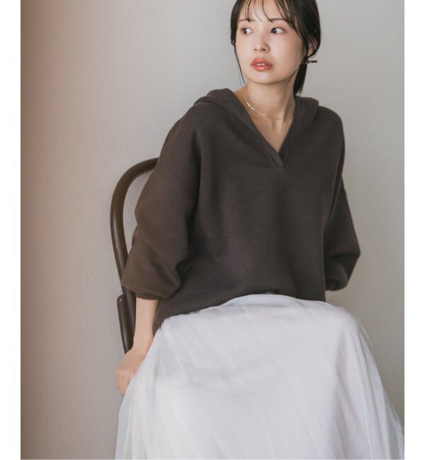 NOBLE「《WEB＆一部店舗限定追加予約》接結タック編みフードプルオーバー」|ニット・セーター|