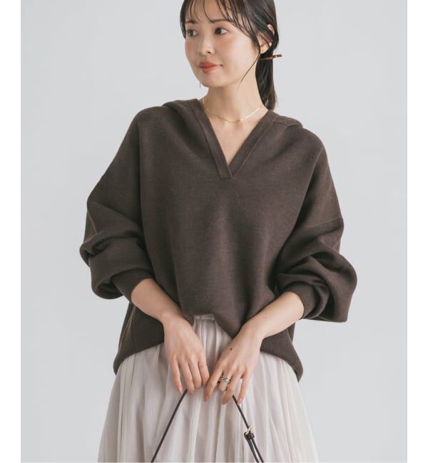 NOBLE「《WEB＆一部店舗限定追加予約》接結タック編みフードプルオーバー」|ニット・セーター|