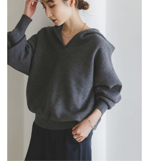 NOBLE「《WEB＆一部店舗限定追加予約》接結タック編みフードプルオーバー」|ニット・セーター|グレーB