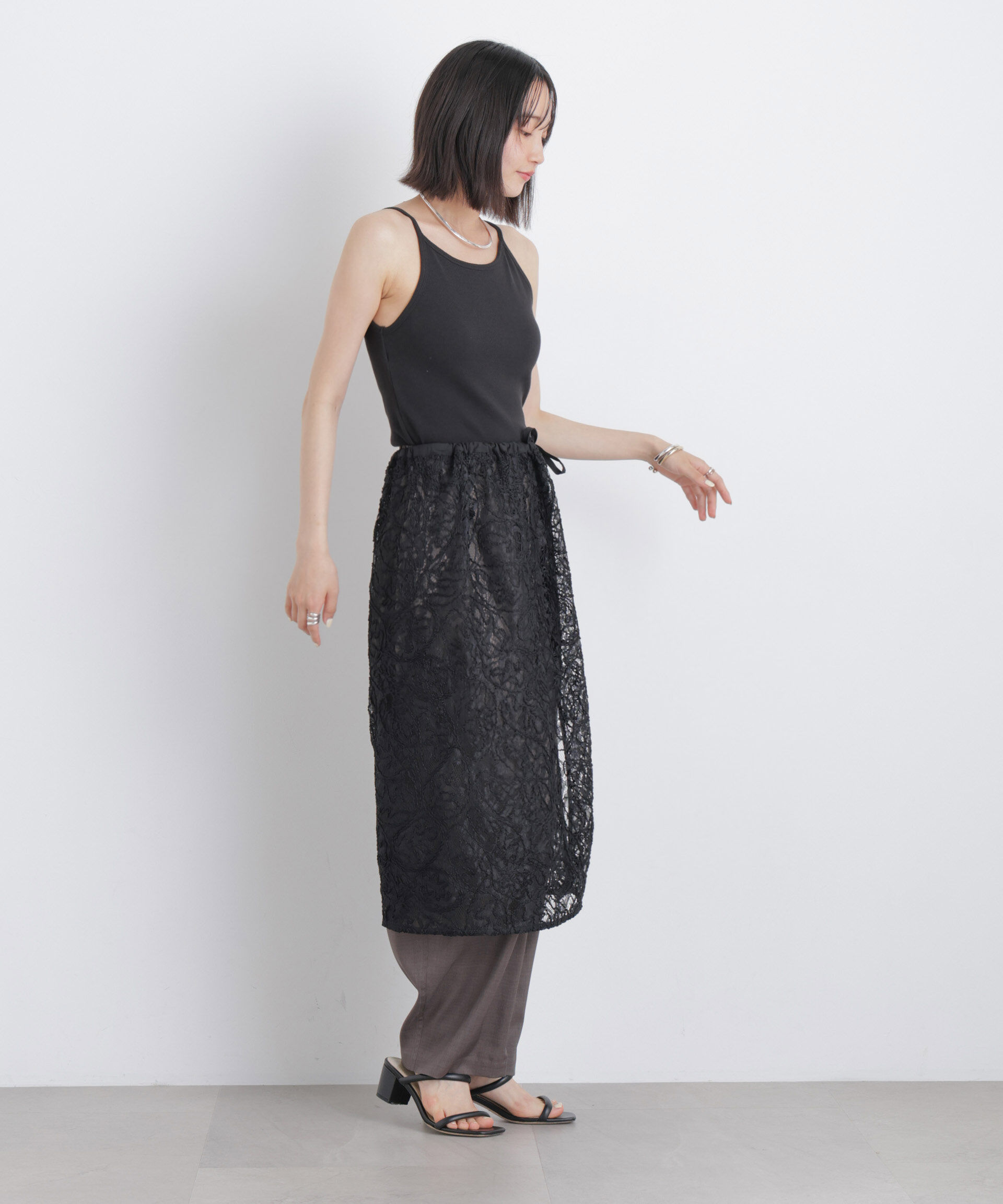 NANO universe「刺繍レースラップスカート」|スカート|