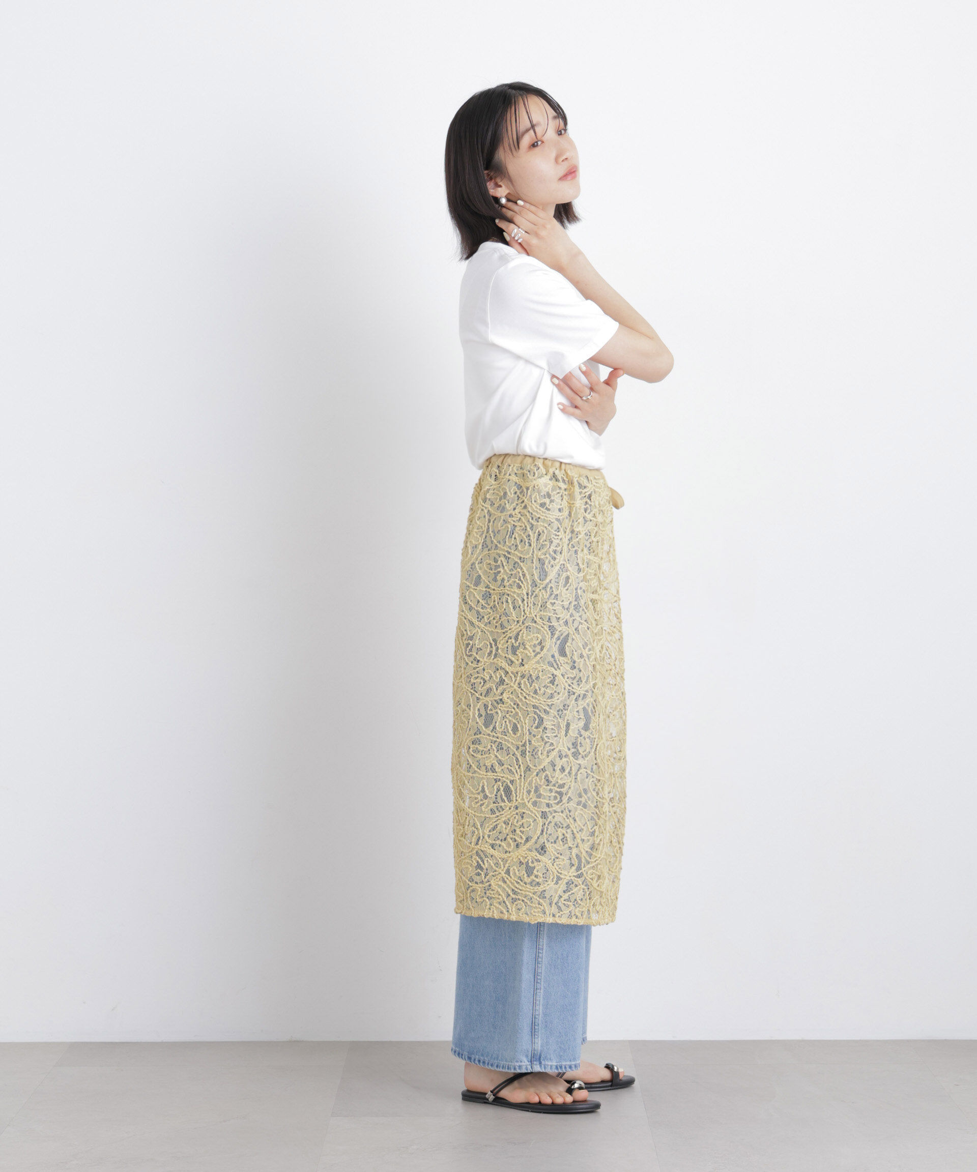 NANO universe「刺繍レースラップスカート」|スカート|
