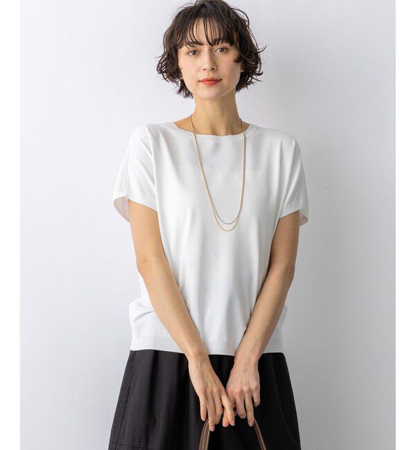 23区「【新色追加/見上愛さん着用/BAILA掲載】レーヨンポリエステルストレッチ プルオーバー ニット」|ニット・セーター|ホワイト系