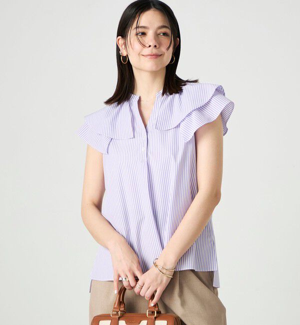 NOLLEY'S「ウォッシャブルダブルフリルキーネックブラウス」|シャツ・ブラウス|