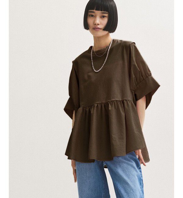 ADAM ET ROPE'「【サステナブル】・【定番】バウンスカフスプルオーバー/接触冷感/UVカット」|Tシャツ・カットソー|ブラウン(20)