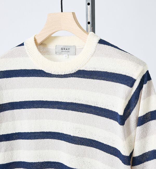 ABAHOUSE「ブークレー マルチボーダー ニットTシャツ」|ニット・セーター|