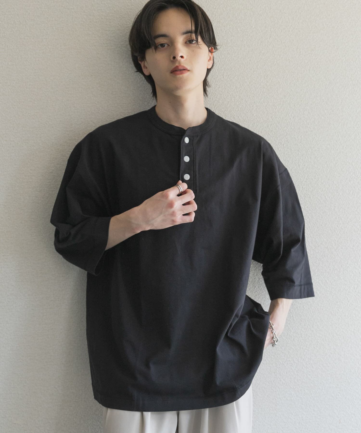 SENSE OF PLACE by URBAN RESEARCH「『別注』Healthknit&times;SENSE OF PLACE　ヘンリーネックTシャツ」|Tシャツ・カットソー|