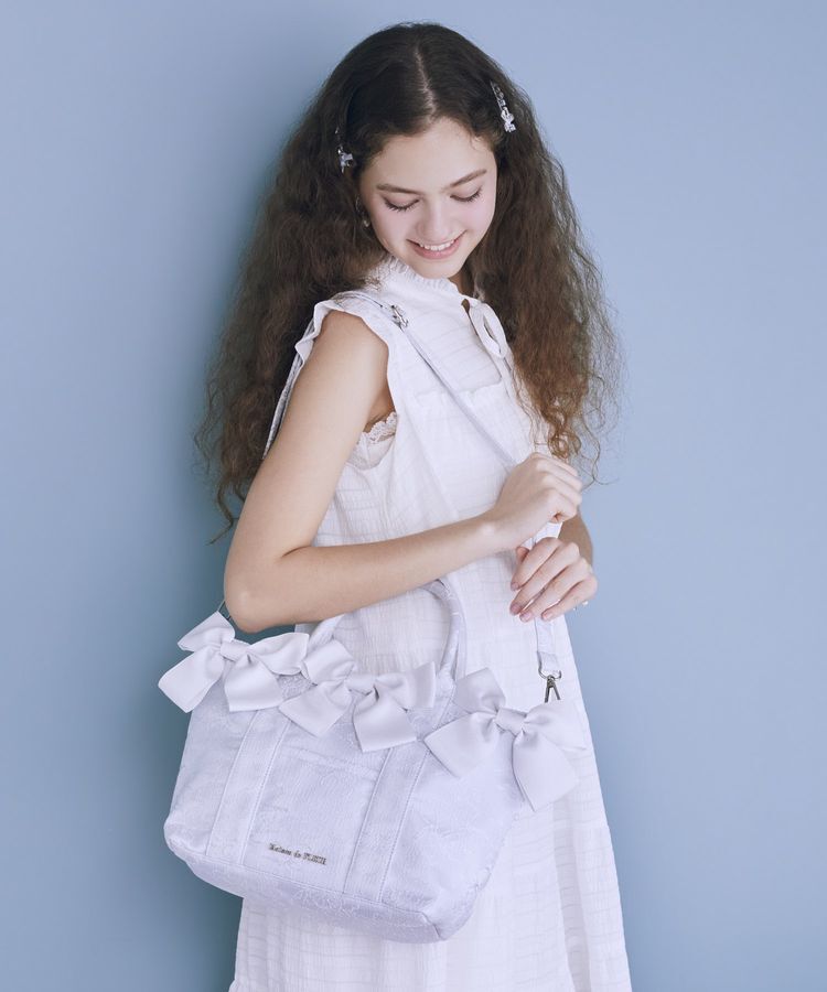 Maison de FLEUR「【Mサイズ/2Way】ブルーマニアボリュームリボン2WayトートMバッグ」|トートバッグ|