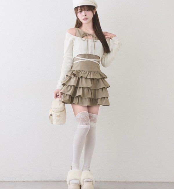  「アンサンブルティアードミニワンピース」|ワンピース|