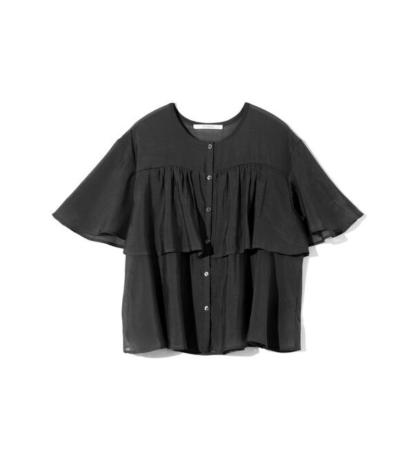 MIDIUMISOLID「MIDIUMISOLID for Ladies シアーティアードブラウス」|シャツ・ブラウス|ブラック