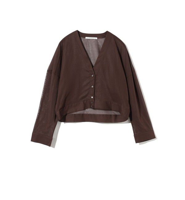 MIDIUMISOLID「MIDIUMISOLID for Ladies シアーボイルVネックカーディガン」|カーディガン|ブラウン