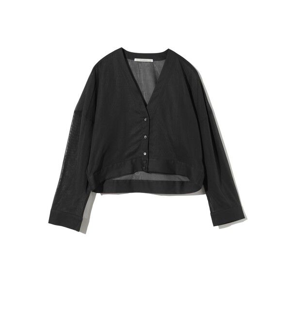 MIDIUMISOLID「MIDIUMISOLID for Ladies シアーボイルVネックカーディガン」|カーディガン|ブラック