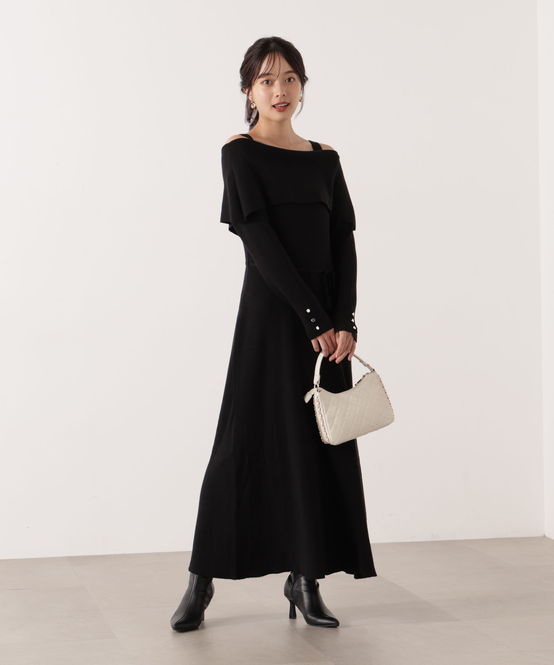 PROPORTION BODY DRESSING「オフショルリブニットワンピース 25AW」|ワンピース|