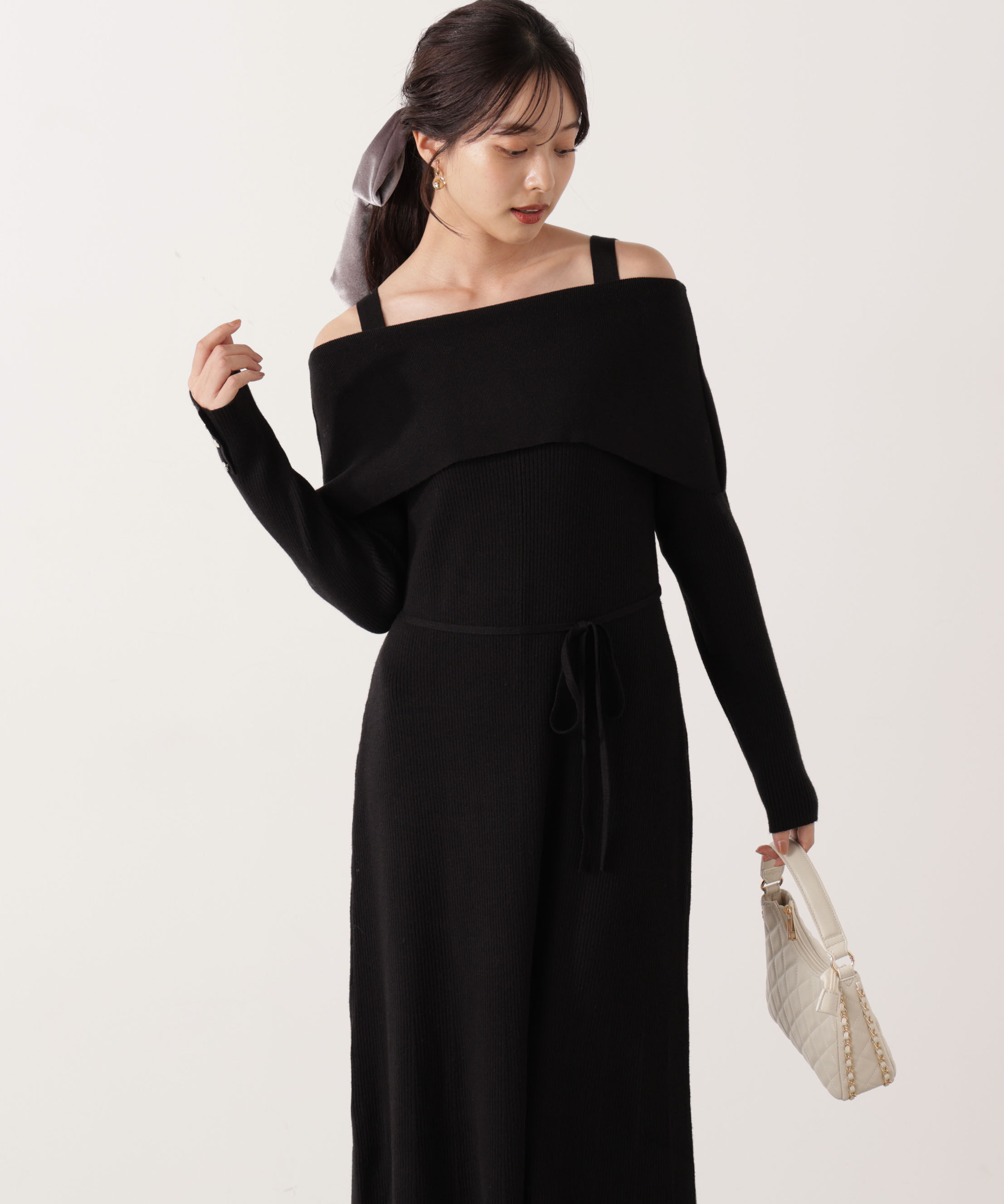 PROPORTION BODY DRESSING「オフショルリブニットワンピース 25AW」|ワンピース|