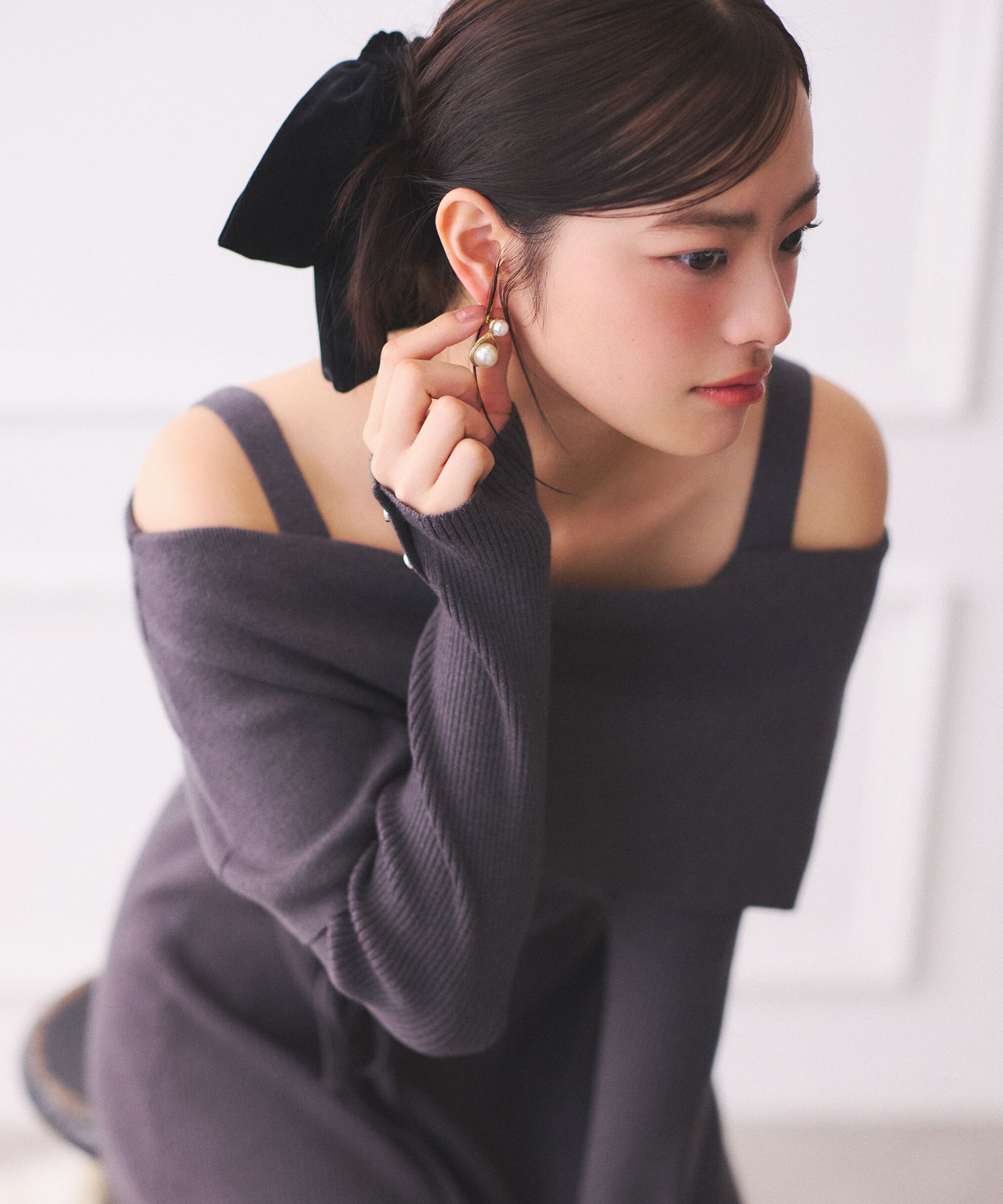 PROPORTION BODY DRESSING「オフショルリブニットワンピース 25AW」|ワンピース|