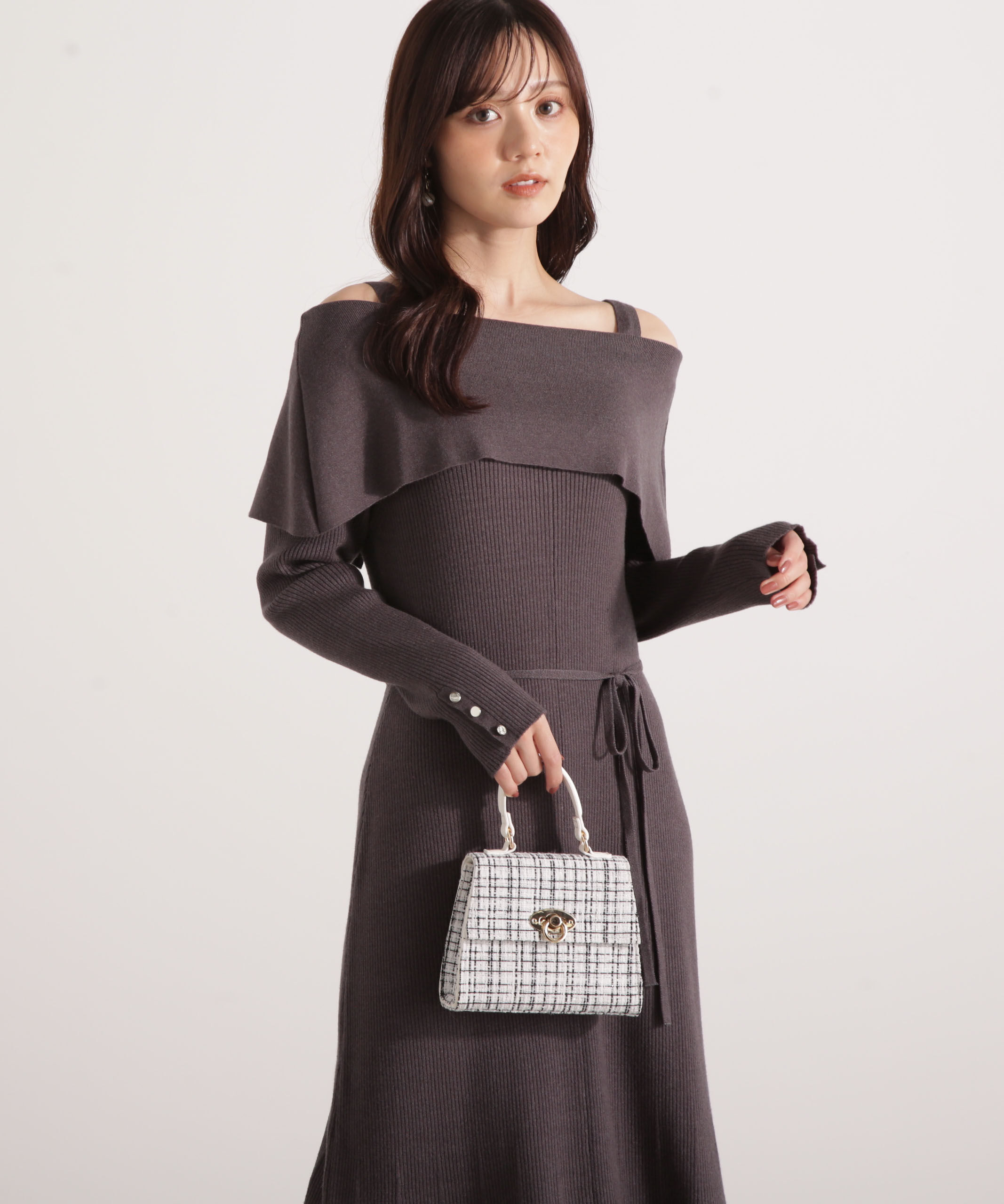 PROPORTION BODY DRESSING「オフショルリブニットワンピース 25AW」|ワンピース|