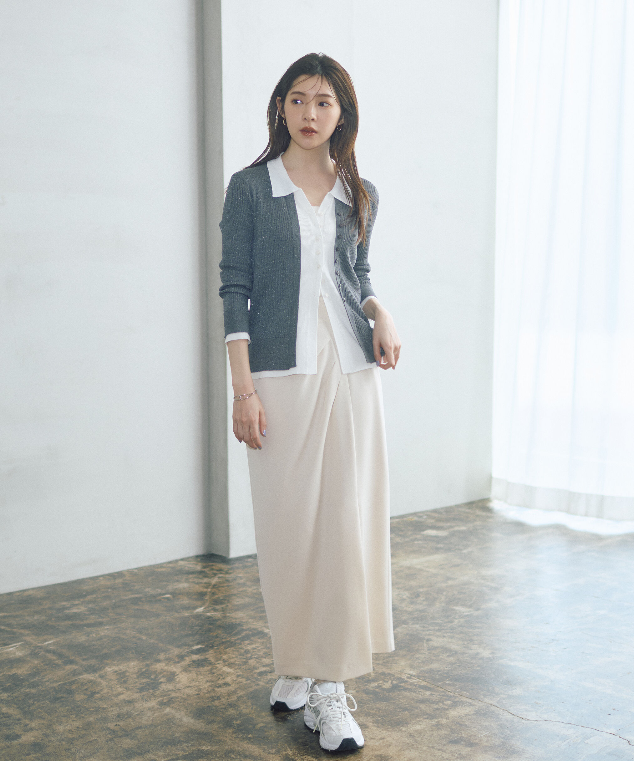 PROPORTION BODY DRESSING「＜今村朱里さんコラボ＞アシメタックナロースカート 26SS」|スカート|ベージュ
